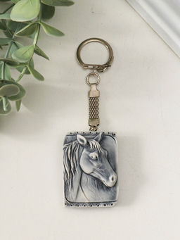 Брелок для ключей на кольце Голова лошади (барельеф), 4 см