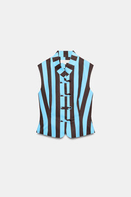 TOP CHALECO ALAMARES RAYAS / Rayas marrones - Zara фото 5