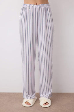 Beyaz-Lila Cizgili Dugmeli Ust Orme Alt Viskon Dokuma Pijama Tak?m? THMAW26PT00016 - Trendyolmilla фото 3