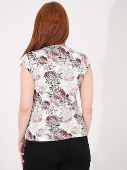 Футболка с цветочным принтом женская - Almond фото 3