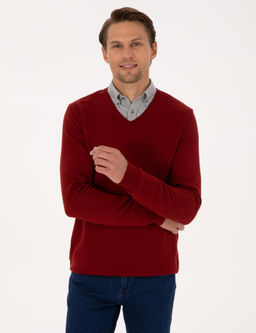 Kiremit Slim Fit V Yaka Basic Triko Kazak - Pierre cardin фото 3