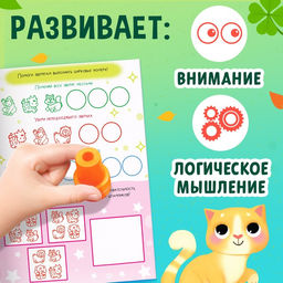 Активити-книга со штампиками Весёлые зверята, 5 штампиков - Буква-Ленд фото 6