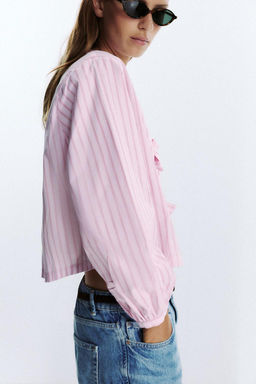 STRIPED POPLIN SHIRT WITH TIES - Zara фото 23