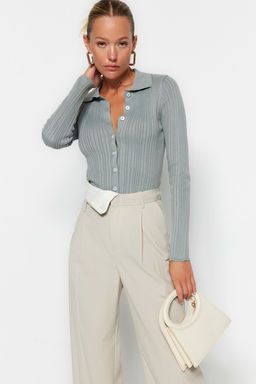 Mint Merserize Gorunumlu Fitilli Polo Yaka Triko H?rka TWOAW20HI0070