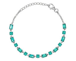 Браслет из серебра аквамарин выращ., Рио