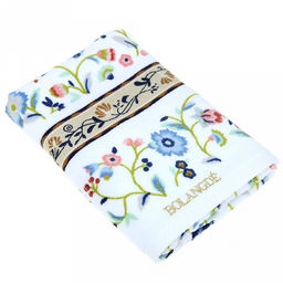 "Япония-2021" Полотенце махровое 50х90см, плотность 300гр/м2, 100% хлопок, с вышивкой, Васильки, синий, Bolangde (Китай)