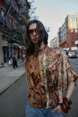 PRINTED SATIN SHIRT - Zara фото 3