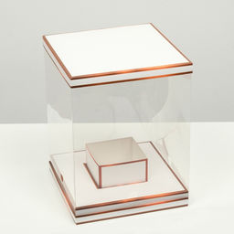 Коробка для цветов с вазой и PVC окнами складная, бронза, 23×30×23 см