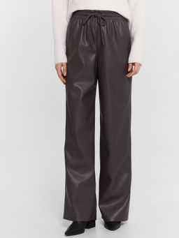 Брюки женские кожаные серые