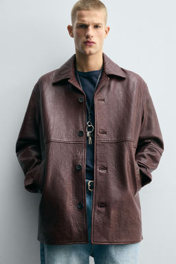 TEXTURED LEATHER JACKET - Zara фото 5