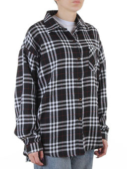 C503 BLACK/WHITE Рубашка женская оверсайз (95% хлопок, 5% спандекс)