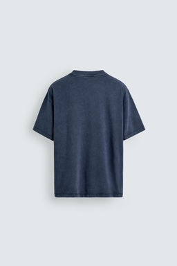 CAMISETA TEXTO EFECTO LAVADO / Azul