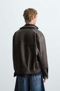 LEATHER EFFECT BOMBER JACKET - Zara фото 3