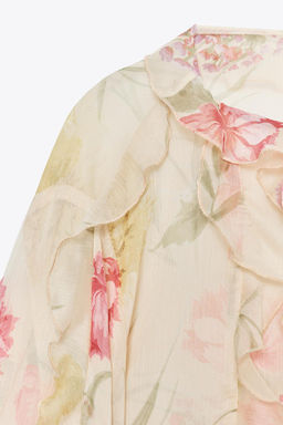 SEMI-SHEER FLORAL PRINT SHIRT - Zara фото 10