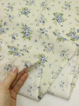 Импорт. хлопок Голубые букетики роз цв.голубой/бежево-оливковый, СОРТ2, ш.1.45м, хлопок-100% - Купава фото 4