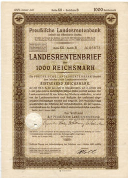 Облигация 4,5% 1000 рейхсмарок 1940 года Германия