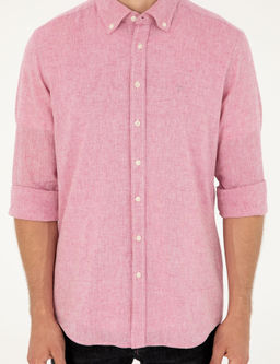 K_rm_z_ Slim Fit Keten Kar___ml_ G_mlek