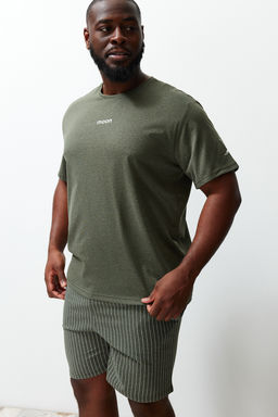 TRENDYOL MAN Buyuk Beden Bordo Regular Fit Rahat Bask?l? Sortlu Pijama Tak?m? TMNSS23PT00014 - Trendyolmilla фото 2