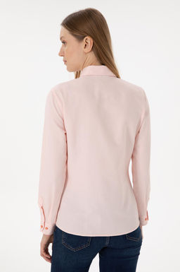 Женская базовая рубашка лососевого цвета с длинным рукавом Неожиданная скидка в корзине - U.s. polo assn фото 12