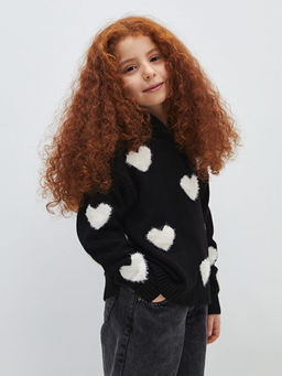 Yar?m Bal?k?? Yaka Desenli Uzun Kollu K?z ?ocuk Triko Kazak - Waikiki фото 2