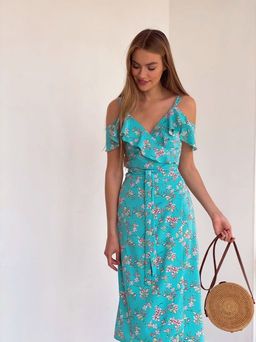 4195 Сарафан в цветочек в цвете тиффани - Martichelli фото 11