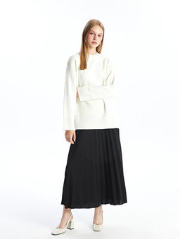 Kad?n Beli Lastikli D?z Pileli Etek