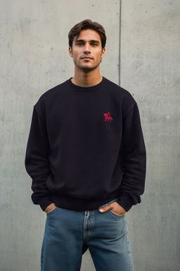 TRENDYOL MAN Antrasit Melanj Oversize/Genis Kesim Uzun Kol Hayvan Nak?sl? Sweatshirt TMNAW24SW00164 - Trendyolmilla фото 35