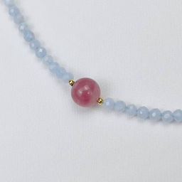 Колье из Голубого агата и Розового кварца 42 см +