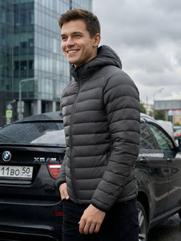 Куртка мужская гибридная стёганая с капюшоном с графеновой подкладкой черного цвета 9621_1Ch - Mtforce фото 19