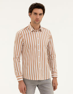 Kahverengi Slim Fit _izgili G_mlek