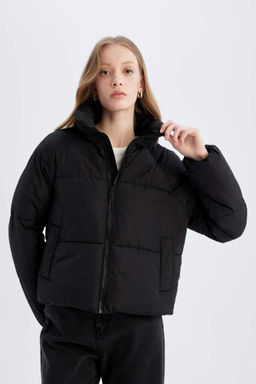 Водонепроницаемое пуховик стандартного кроя с воротником-стойкой - Defacto фото 4