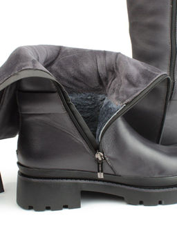 02-FI714-2M BLACK Сапоги зимние женские (натуральная кожа, байка, натуральный мех) - Фабричный китай фото 2
