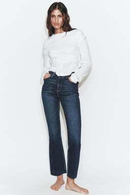 JEANS TRF CROPPED FLARE TIRO ALTO / Marino - Zara фото 10