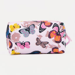 Цена за 3 шт. Косметичка на молнии с ручкой, объёмная, маленькая, с принтом Летние бабочки, сиреневая - Simaland фото 2