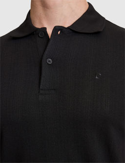 Siyah Slim Fit D__meli Polo Yaka Ti__rt