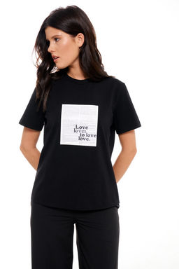 Хлопковая футболка Dolores с принтом Newspapper (Цвет: Черный Love to Love) - Morozov Amavie фото 4