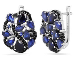 Серьги, сапфир корунд , шпинель, Мелиана