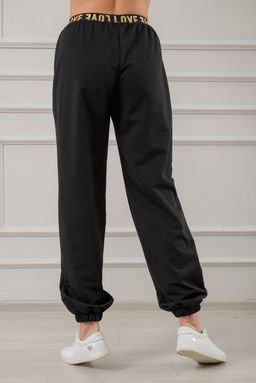 Брюки женские из футера 2-х нитка LOVE чёрные - Амадэль фото 4