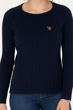 Женский базовый свитер темно-синего цвета с круглым вырезом Неожиданная скидка в корзине - U.s. polo assn фото 6