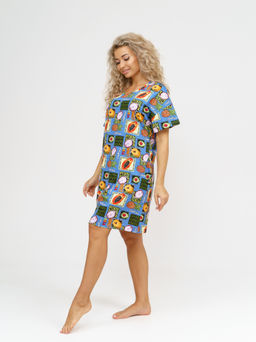 752 Платье "Тропики/голубой"