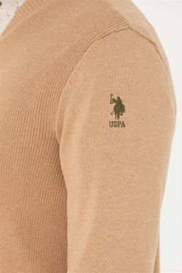 Мужской базовый трикотажный кардиган песочного меланжа - U.s. polo assn фото 14