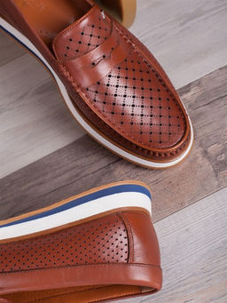 Мокасины мужские мега комфорт/ Слиперы мужские тренд/ Лоферы практичные 1302-01-L1 Рыжий - Piniolo фото 4