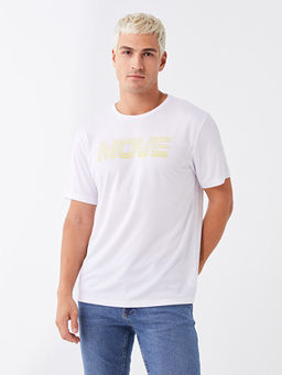 Bisiklet Yaka K?sa Kollu Bask?l? Erkek Ti??rt