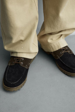 CONTRAST LEATHER DECK SHOES - Zara фото 7
