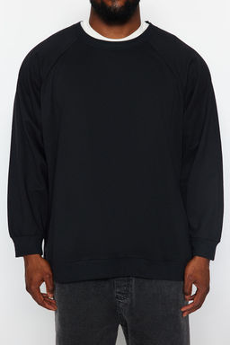 TRENDYOL MAN Lacivert Buyuk Beden Bisiklet Yaka Oversize/Genis Kesim Ici Polarl? Sweatshirt TMNAW24AO00007 - Trendyolmilla фото 14