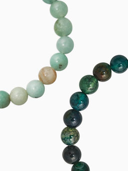 Набор браслетов 2шт шар №8 «Амазонит и Азурит»