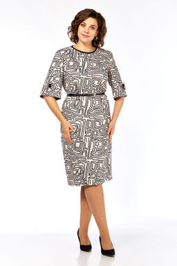 Платье Элль стиль 2406 бежевый/черный фото 7