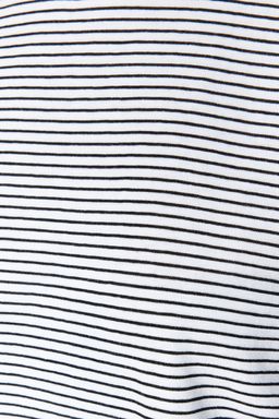 Siyah Ekru Cizgili Kal?n Pamuklu Basic Regular/Normal Kal?p Orme T-Shirt TWOSS23TS00043