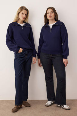 Pembe Genis Kal?p Fermuarl? Triko Kazak TWOAW26KZ00109 - Trendyolmilla фото 24