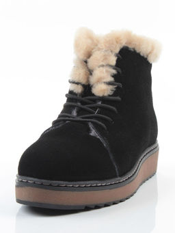04-5606-3 BLACK Ботинки зимние женские (натуральная кожа, 100% шерсть)